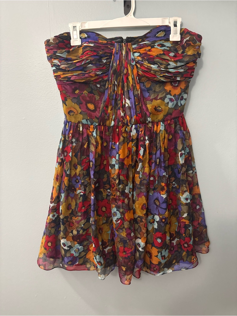 Jill Stuart Black Strapless Dress with Multicolor Trim